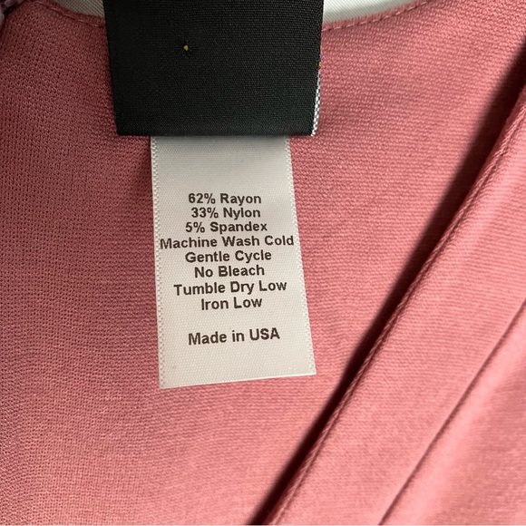 Retrolicious Dusty Rose Stretch Knit Sleeved V Neck Midi Pencil Dress XS - Picture 9 of 10